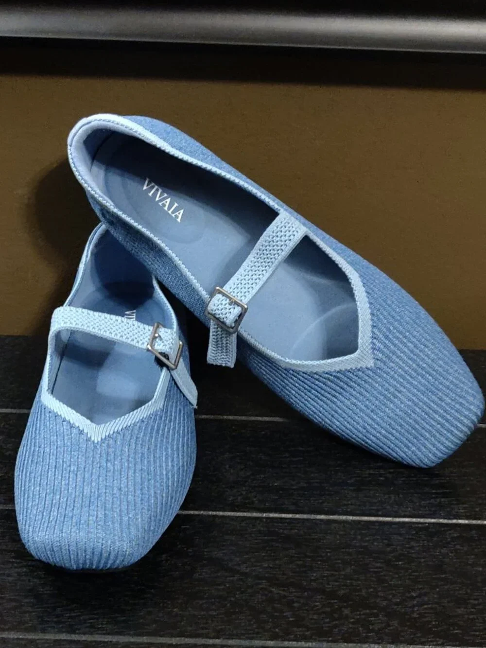 Vivaia Margot Mary Jane Square Toe Denim Blue EU SIZE 39/US SIZE 8
